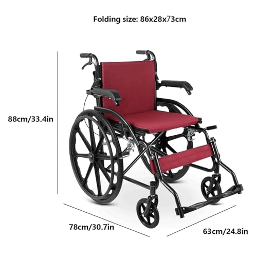 Transport-Wheelchair-Wheelchair-Carbon-Steel-Transportation-Wheelchair-with-Handbrake-Mobility-Scooter-Adjustable-Backrest-Can-Load-280-Lbs-Mobility-aids