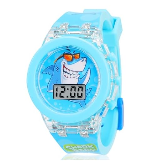 Vspek Shark Cartoon Watch for Boys, Luz Intermitente LED de 7 Colores Reloj de Pulsera Niños Multifunción, Relojes Niñas Niños Digital para Niños de 3 a 12 años