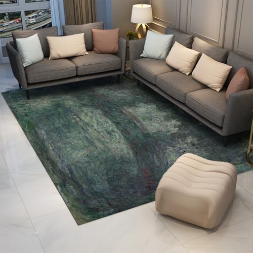Carpette de chambre style jardin japonais et grand tapis abstrait antidérapant lavable 200x300