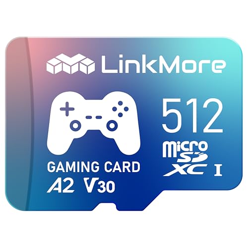 LinkMore 512GB Gaming Micro SDXC Card, A2, UHS-I, U3, V30, Class 10, Read Speed Up to 160MB/s, Write Speed Up to 120MB/s, SD Adapter Included (XV23 PRO)