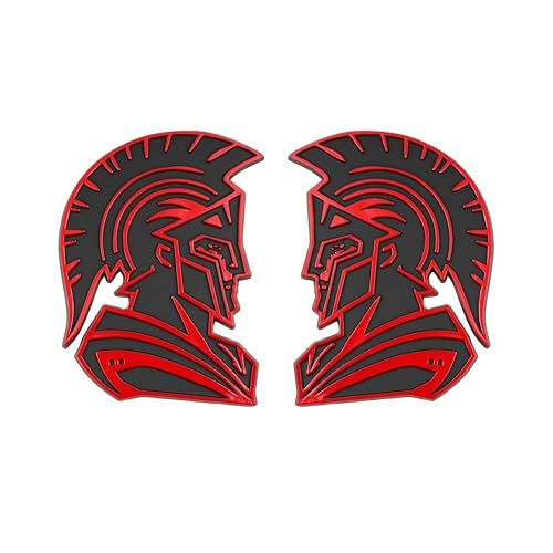 Image of Spartan Emblem 3D Warrior Badge, Custom Car Decal Sticker - Durable Exterior Trunk, Hood, Fender for Car, Truck, SUV (Set of 2) (Red)