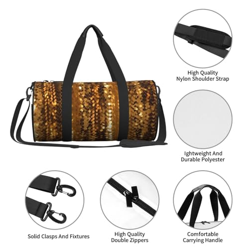 Travel Duffle Bag Weekender Bags For Men Women With Shoe Compartment Large Capacity Weekender Overnight Bag Gold Sequin Sparkle Carry On Tote Bags Sport Gym Bag For Travel Yoga4