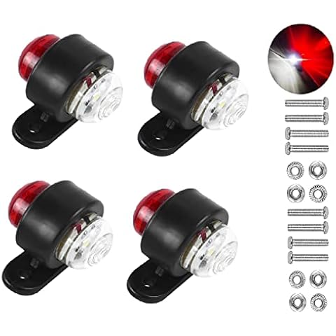 CISSIYOG 4 pack LED Side Marker Lights, 12-24V White Red Double Sided Warning Lamp, Truck Trailer Parking Light Clearance Lights Cover