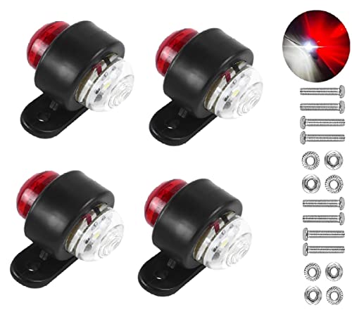 CISSIYOG 4 x Luces Laterales Luces de Marcador LED de Posición de Lámparas Laterales 12V 24V Blanco y rojo Universal Para Remolque Camioneta Caravana Camión Camión Autobús