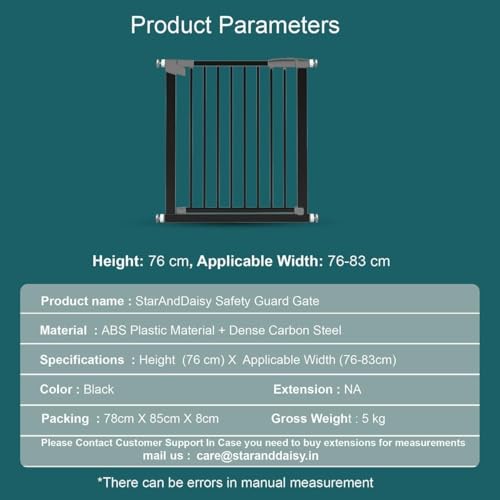 Image of StarAndDaisy Baby Safety Gate for Kids Home with Two Way Auto Close, No Dril Requried /Staircase Gate Baby Safety Retractable Door with Adjustable Linkage Lock for (Black)