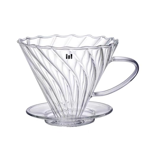 MACNOA MacV Drip Pour-Over Coffee Maker, V-Shaped Glass, Size 2 Filters, Medium Grind, Black, Regular