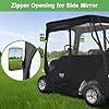 10L0L Golf Cart Deluxe Enclosure for EZGO TXT & RXV 2 Passenger, 4-Sided Clear PVC Window Rain Cover with Zipper Entry, Black