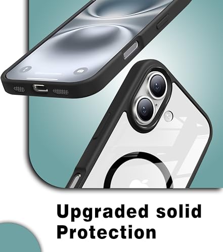 Image of Hupshy Compatible for iPhone 16 Back Case Cover | Ultra Hybrid | Military-Grade Protection| Back Case Cover for iPhone 16 - (Polycarbonate|Black)