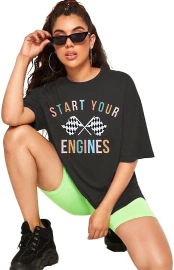 BANGELY Start Your Engines Tshirt Checkered Flag Racing Shirts Raceday Casual Unisex Short Sleeve Tee Tops - Image 3