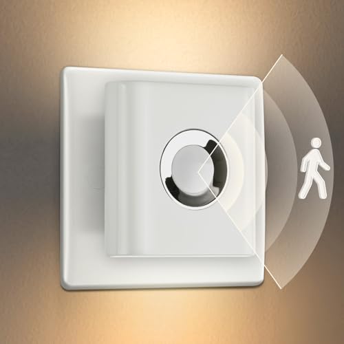 Aolso LED Luz Nocturna con Detector de Movimiento, Luz de Noche Enchufable de Pared Regulable, 4000K Blanca Cálida Luz Nocturna Infantil para Habitación de Niños, Pasillo, Baño, Dormitorio, Escalera