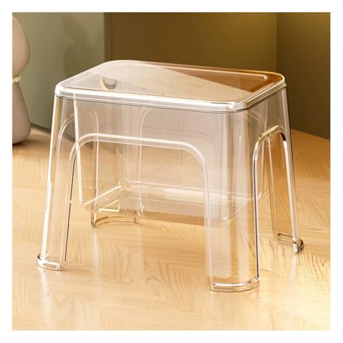 YRCHang Taburete de Ducha Acrílico Transparente, Taburetes Bajos con Espacio de Almacenamiento Silla Transparente Impermeable para La Sala De Estar Baño Espacios De Ducha Pequeños(Color:Transparente)