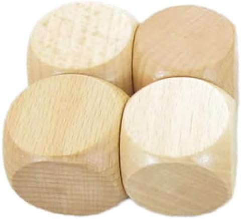 Natural Wood Blank Dice Cubes D6 30mm (1.18in) Pack of 4 Wondertrail