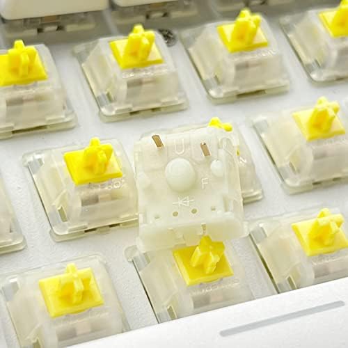Gateron Milky Yellow Pro V2 Pre-lubed 5-Pin 50gf Linear Switches for All MX Mechanical Keyboard Game Keyboard(Milky Yellow Pro V2,72PCS) - 1