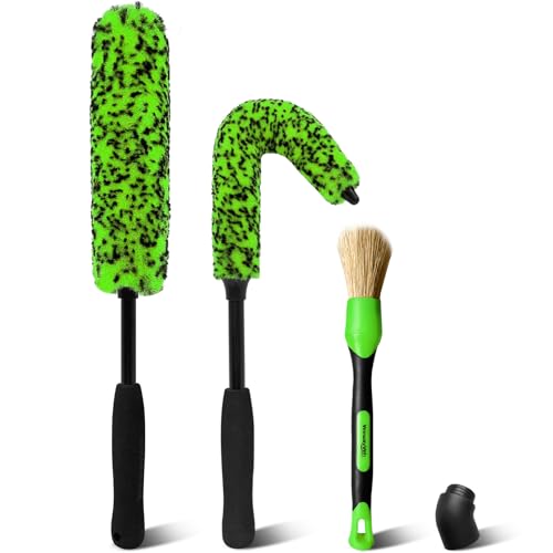 YeewayVeh-3PCS-Quick-Car-Wheel-Brush-Kit-360-Bendable-Rim-Cleaner-Green YeewayVeh 3PCS Quick Car Wheel Brush Kit, 360° Bendable Rim Cleaner, Green - Image 1