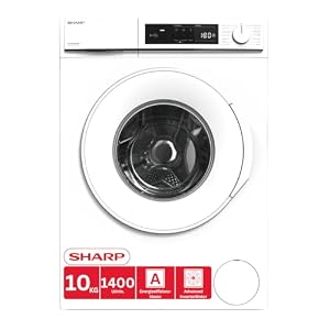 Sharp ES-NFA014WWNA-DE Waschmaschine, 10 kg, 1400 U/min, Energieeffizienzklasse A, AquaStop, AllergySmart, LED-Display, Inverter Motor, Frontlader, Weiß