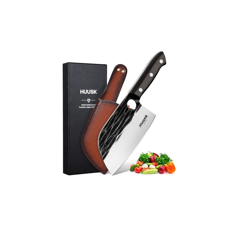 Huusk-Serbian-Chef-Knife-Hand-Forged-Meat-Cleaver-with-Sheath-High-Carbon-Steel-Full-Tang-Knife-Heavy-Duty-Butcher-Knife-for-Kitchen-or-Camping-Outdoor-Christmas-Gifts-Gifts-for-Dad Huusk Serbian Chef Knife Hand Forged Meat Cleaver with Sheath High Carbon Steel Full Tang Knife Heavy Duty Butcher Knife for Kitchen or Camping Outdoor Christmas Gifts Gifts for Dad