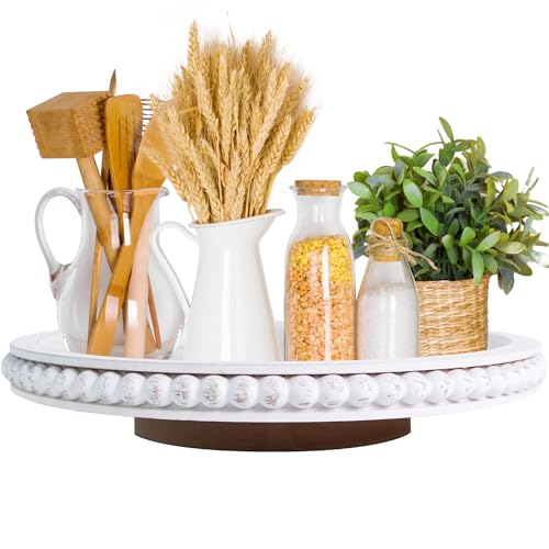 Hpc Dec R Our Happy Place B2C220000 Hpc Decor 12 Inch Beaded Lazy Susan-Wooden Lazy Susan Organizer For Farmhouse Table Decor-Round Lazy Susan thumb #8