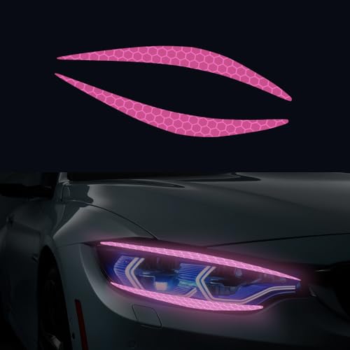Image of 4 Pcs Reflective Eyeliner Car Decals-2 Pair Super Bright Vinyl Stickers for Headlights, High Reflective Car Headlight Eyelashes Sticker Cute Girl Car Accessory (Purple)