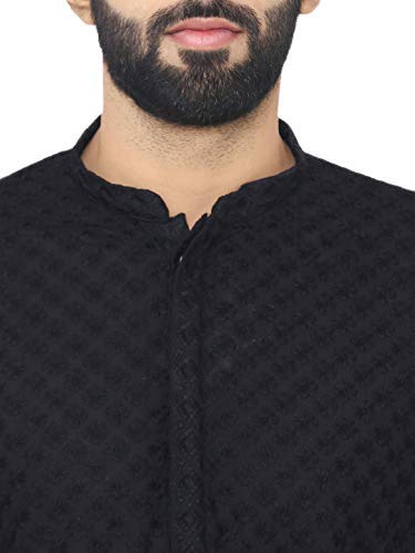 Image of Manyavar Men's Cotton Blend Chikankari Kurta Set (2pcs)