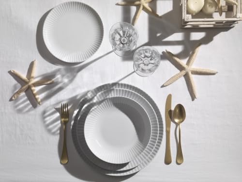 WEISSESTAL Set 12 Piatti giornalieri per 4 persone, in porcellana bianca Country Chic (4 Posti, 12 Pezzi)