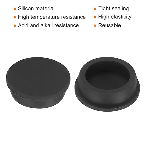 Image of uxcell High Temp Silicone Plug Mount Dia 46mm /1.81 inch T Shaped Rubber Stopper Hole Plugs for Powder Coating Plating Waterproof Plugs Sealing Plugs Black Pack of 2(OD 52mm)