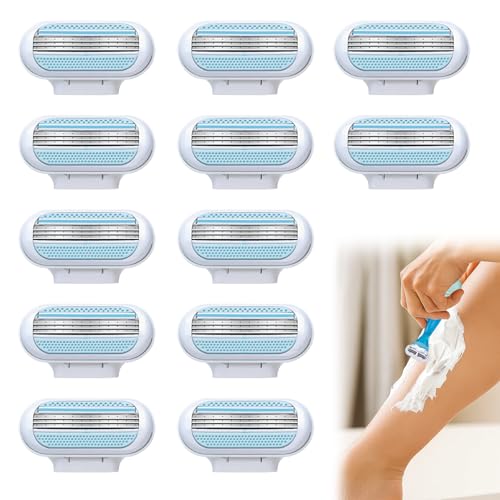 12 PCS Replacement Razor Blades Compatible with Gillette Venus, Extra Smooth Women's Razor Blade Refills, 3 Layer Blade & Pivoting Head, Effortless Glide, Easy to Replace