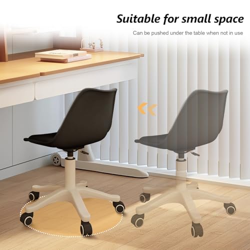 Image of JPBSTO Small Desk Chair Cute Armless Task Vanity Chair with Soft Padded Cushion, Plastic Height Adjustable Home Office Chairs for Teens Girls