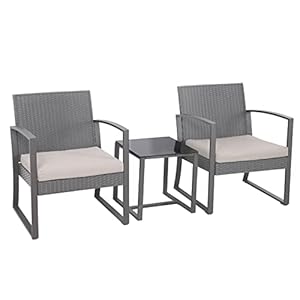 SVITA Lois L Polyrotan zitgroep, tuinmeubelen, metalen set, balkonmeubel, tafel, stoel