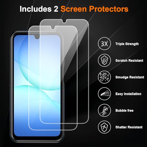 Ezanmull Funda para Samsung Galaxy A17 5G con estándar de protección Militar, protección contra caídas de 4,5 m, Protector de Pantalla de Cristal, Protector de Lente de cámara, Antideslizante - imagen 3