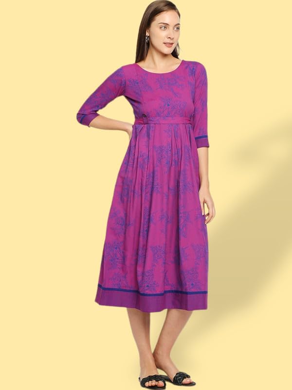 Image of DUMMY SHAPE Maternity Dresses for Women Cotton | Feeding Anarkali Kurta with Concealed Nursing Zippers for Pre & Post Pregnancy | Mom to Be Gifts (DS-MAT-P054 M, Purple)