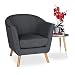Produktbild Relaxdays Cocktailsessel Retro, skandinavisches Design, Stoffbezug, bequem, Clubsessel, HBT: 80 x 77 x 72 cm, dunkelgrau