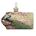 RLDOBOFE Oriental Peacock on Flower Tree Leather Key Case,Fashionable Credit Card Holder Slim Multi Card Keychain Pouch Travel Portable Keychain Wallet