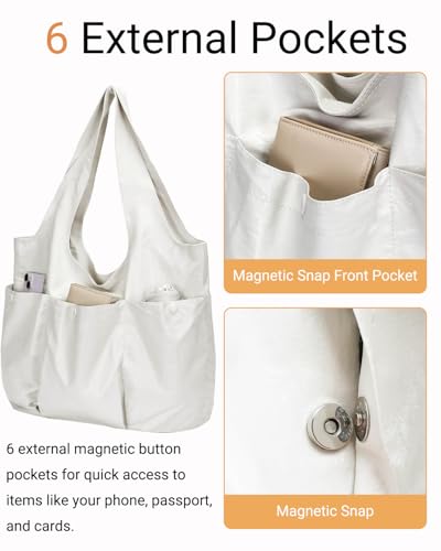 Bolsa Hobo grande vegana para mujer color blanco miniatura 4