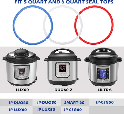 Sealing Rings for Instant Pot Accessories of 6 Qt Models - Red, Blue and Clear, Sweet and Savory Edition - 3 Pack BPA-Free Food-grade Replacement Silicone Seal Gaskets for Instpot 6 Quart