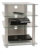 Rohre aus edlen Aluminium VCM Hifi Möbel Rack Phono Turm Medienrack Medienmöbel Regal Tisch Aluminium Glas Silber / Klarglas Farbwahl \