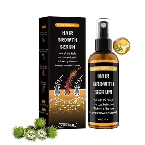 Sérum Spray Cabello Hombres/Mujeres,Previene la Caída,con Aceite de Romero,Aceite de Ricino y Biotina,Promueve el Crecimiento del Cabello y de la Barba,SuavePara Todo Tipo de Cabello,60 ml