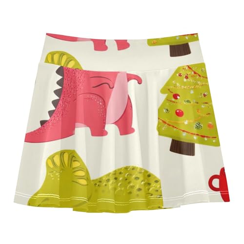 Joisal Cute Christmas Dinosaurs Kids Tennis Skirts Cartoon Girls Skorts Athletic Shorts Pleated Skort 4t