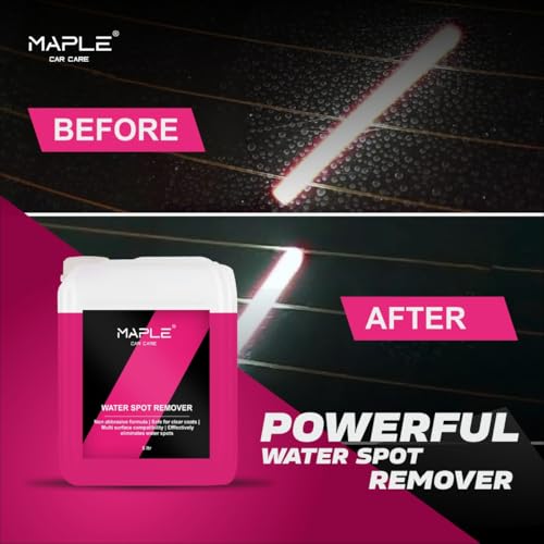 Image of Maple Car Care Water Spot Remover 5 Litre | Non-Abrasive Hard Water Stain Cleaner for Cars & Bikes | Removes Etched Marks from Watermark,Glass, Paint & Chrome | Restores Clear Spotless Shine