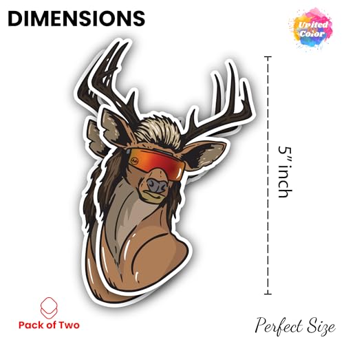 Image of Deer Mullet Sticker (2Pack) Large 5 inch - Waterproof Hunting Stickers - Deer Stickers are Used for Cars, Bumper, Truck, Laptop, Water Bottles