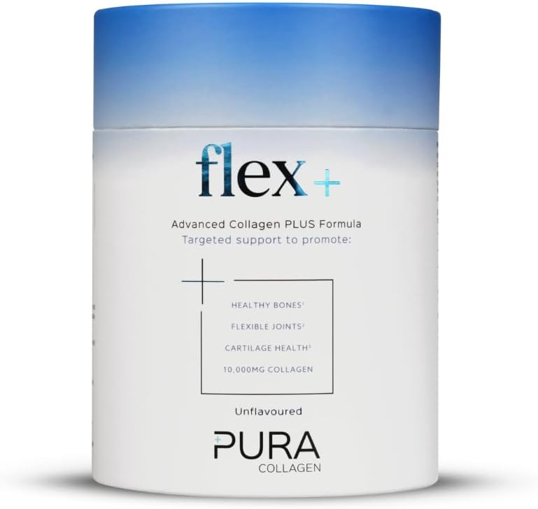 Pura Collagen Flex+ Collagen Powder for Joint & Tendon Support | 10,000mg FORTIGEL® & TENDOFORTE® Bioactive Hydrolysed Collagen Peptides with Vitamin C & Manganese | 28 Servings, 284g
