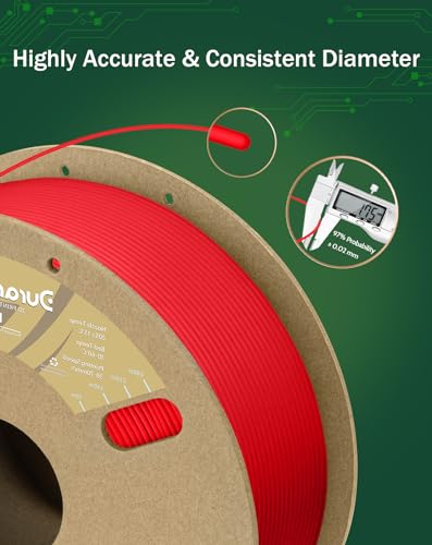 Image of DURAMIC 3D PLA Filament Basic for 3D Printer Neatly Wound Easy Printing | 3D Printing Filament 1.75mm, Dimensional Accuracy + /- 0.02 mm, Fit Most FDM 3D Printers 1KG PLA Rouge Red