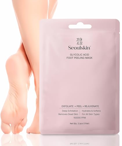 SeoulSkin Glycolic Acid Foot Peeling Mask (1 Pair), Korean Peeling & Exfoliating | Deep Exfoliation with Glycolic Acid, Removes Dead Skin, Cruelty-Free, Foot Peel Off Mask