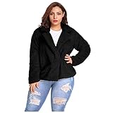 Lazzboy Frauen Winter Plus Size Solid Color Outwear Jacke Mantel Damen Dicker Warm Bequem Slim Lässig Soft Kapuzenpullover Kapuzenjacke XL-6XL(Schwarz,6XL)