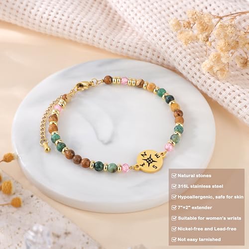 Image of Joycuff Graduation Gifts for Her Him Class of 2026 Graduation Bracelets Inspirational Graduation Compass Bracelet for Women College Graduation Gift for Him Her