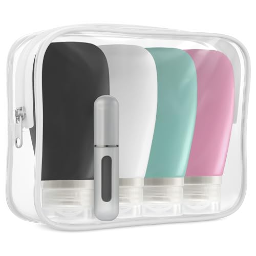Kit VIAJE AVIóN Neceser Transparente Travel Essentials Botes De...