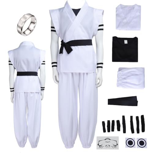 Hauioe Ryomen Sukuna Costume Shirt Pants White Full Set Men (white XS)