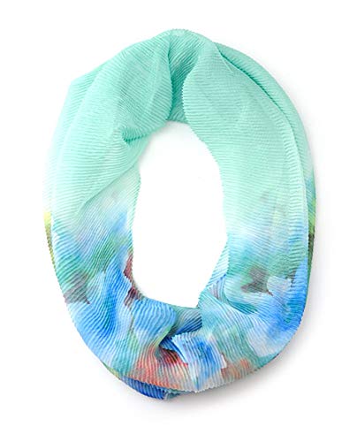 NYFASHION101 Women's Floral Print Stretchable Sheer Loop Infinity Scarf