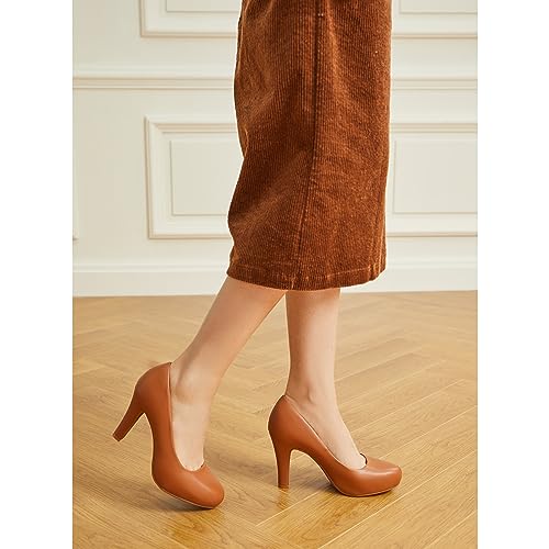 Image of Trary Mavisa High Heels for Women 3.2 Inch Chunky Platform Round Toe Pumps