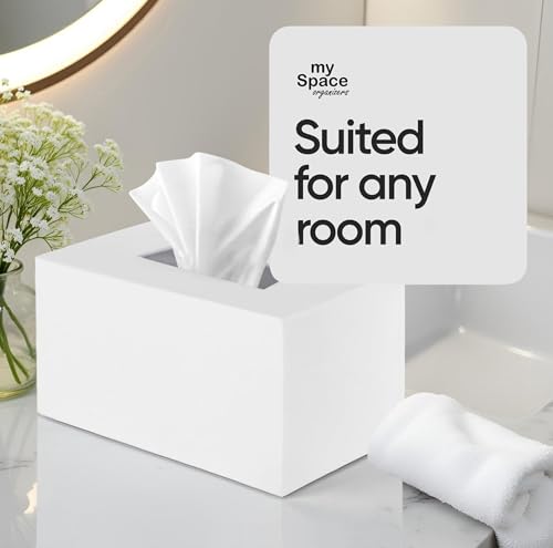 Tissue Box Cover Rectangle - Tissue Box Holder Rectangular - Compatible with Kleenex - Acrylic White Bathroom Accessories Decor - Image 5