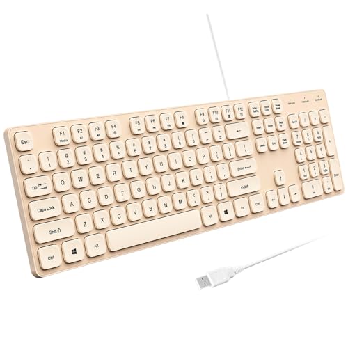 B.FRIENDIT Wired USB Keyboard, Comfortable Quiet Chocolate...
